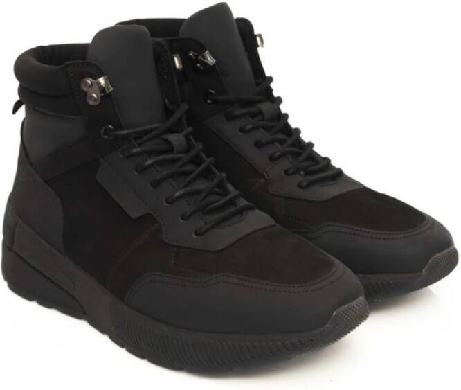 Cerruti 1881 Zwarte Leren Hoge Sneaker Black Heren