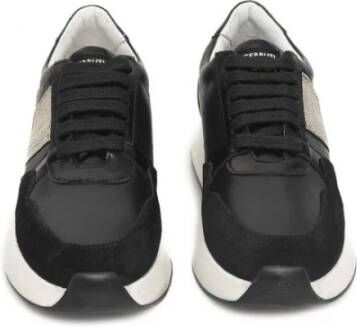 Cerruti 1881 Zwarte Leren Plateau Sneakers Logo Black Dames