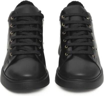 Cerruti 1881 Zwarte Leren Plateau Sneakers met Logo Black Dames