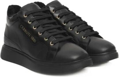 Cerruti 1881 Zwarte Leren Plateau Sneakers met Logo Black Dames