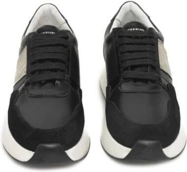 Cerruti 1881 Zwarte Leren Platform Sneakers met Logo Black Dames