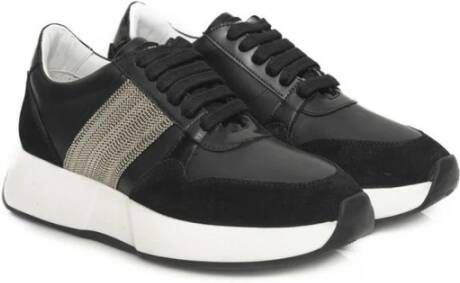 Cerruti 1881 Zwarte Leren Platform Sneakers met Logo Black Dames