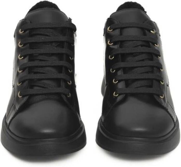 Cerruti 1881 Zwarte Leren Platform Sneakers met Logo Black Dames