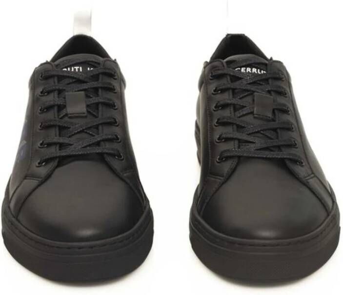 Cerruti 1881 Zwarte Leren Sneaker met Zijlogo Black Heren