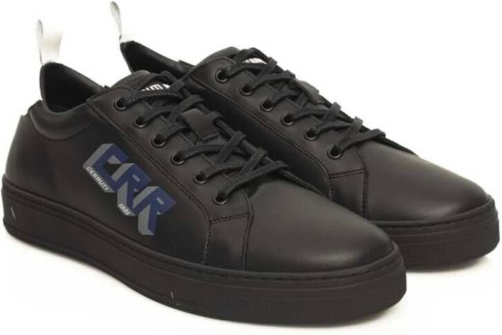 Cerruti 1881 Zwarte Leren Sneaker met Zijlogo Black Heren