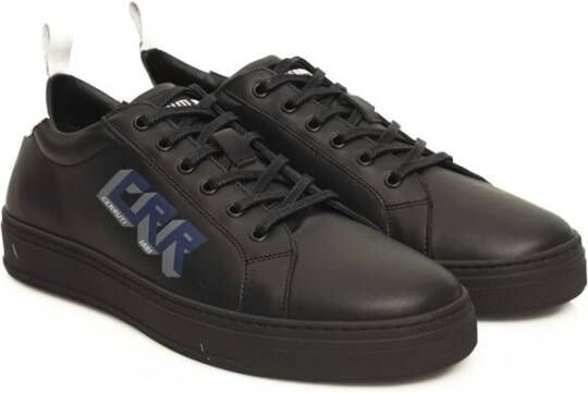 Cerruti 1881 Zwarte Leren Sneakers met Logo Black Heren