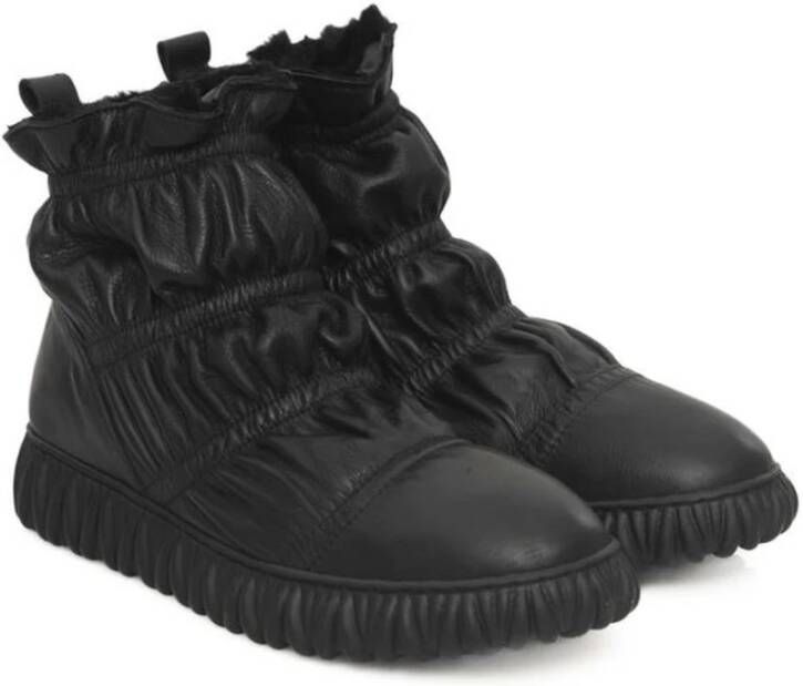 Cerruti 1881 Zwarte Leren Winterlaars Rubberen Zool Black Dames