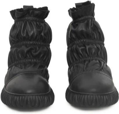 Cerruti 1881 Zwarte Leren Winterlaarzen Rubberen Zool Black Dames