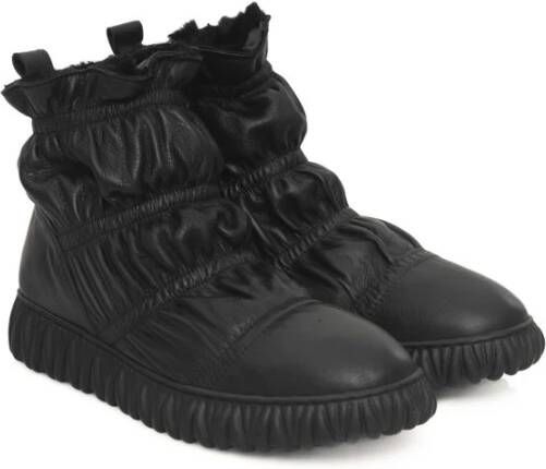 Cerruti 1881 Zwarte Leren Winterlaarzen Rubberen Zool Black Dames