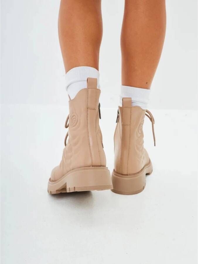 Cesare Gaspari Beige Leren Platform Enkellaarzen Beige Dames