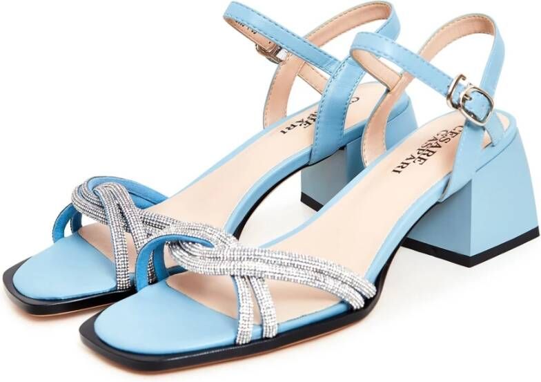 Cesare Gaspari Blauwe Blokhak Sandalen Blue Dames