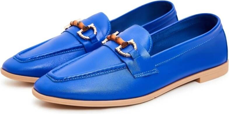 Cesare Gaspari Blauwe Leren Loafers Blue Dames