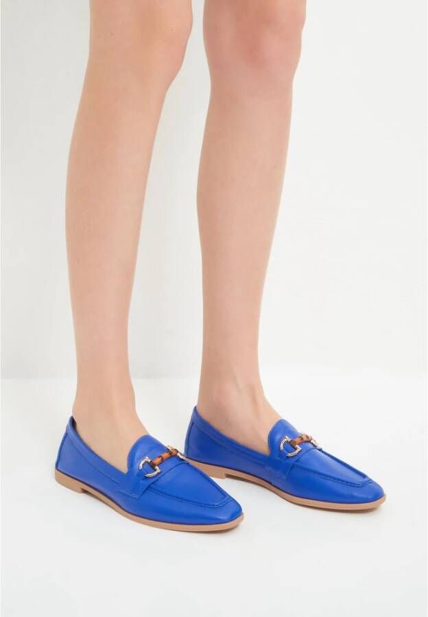 Cesare Gaspari Blauwe Leren Loafers Blue Dames