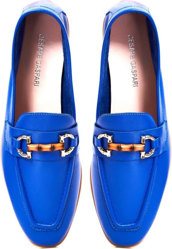 Cesare Gaspari Blauwe Leren Loafers Blue Dames