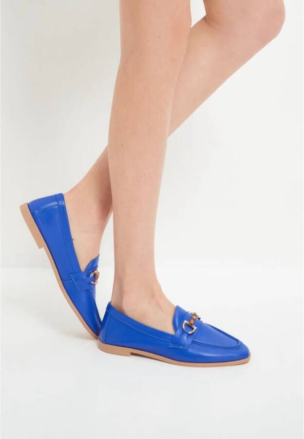 Cesare Gaspari Blauwe Leren Loafers Blue Dames