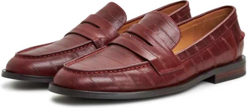 Cesare Gaspari Block Heeled Loafers Bordeaux Red Dames