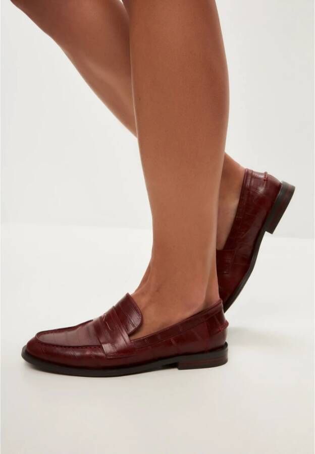 Cesare Gaspari Block Heeled Loafers Bordeaux Red Dames