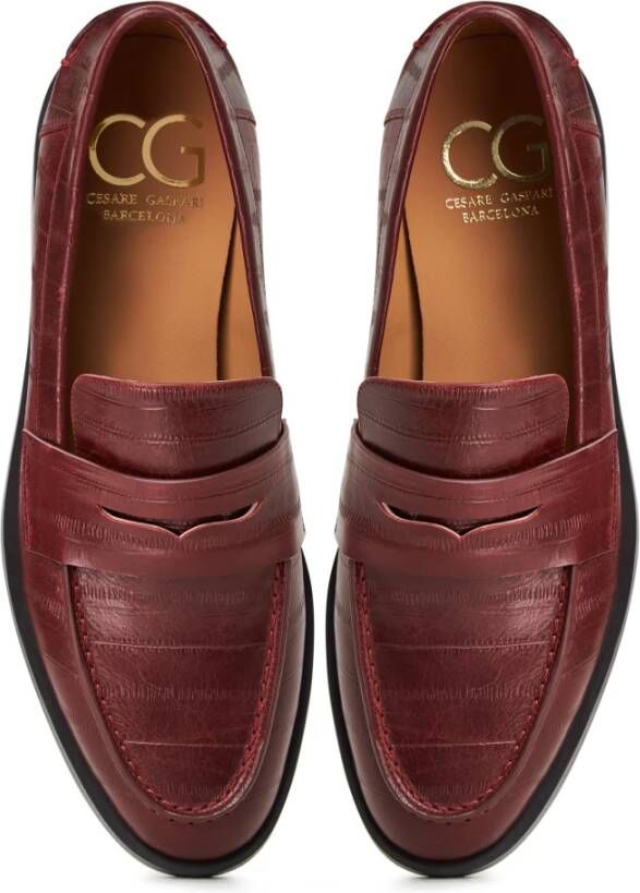 Cesare Gaspari Block Heeled Loafers Bordeaux Red Dames