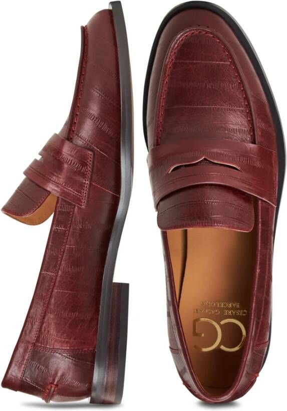 Cesare Gaspari Block Heeled Loafers Bordeaux Red Dames