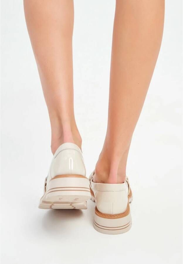 Cesare Gaspari Block Heels Loafers Beige White Dames