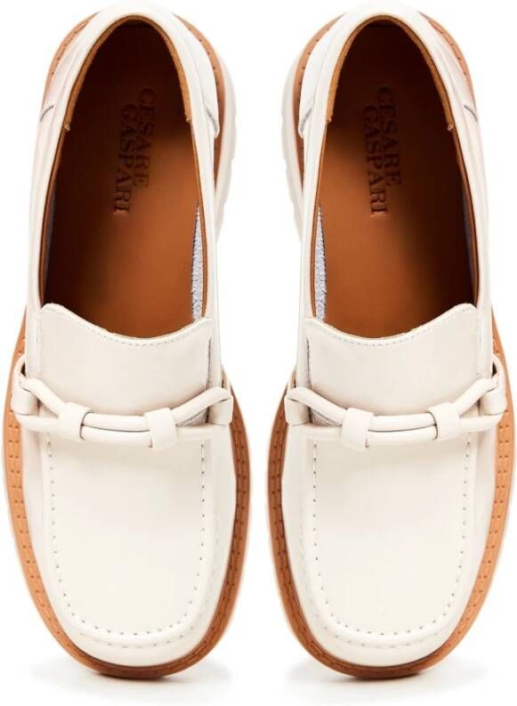 Cesare Gaspari Block Heels Loafers Beige White Dames