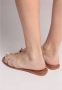 Cesare Gaspari Blokhak Leren Sandalen Beige Dames - Thumbnail 3