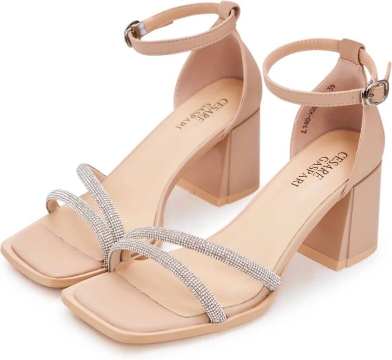 Cesare Gaspari Blokhak sandalen Beige Dames