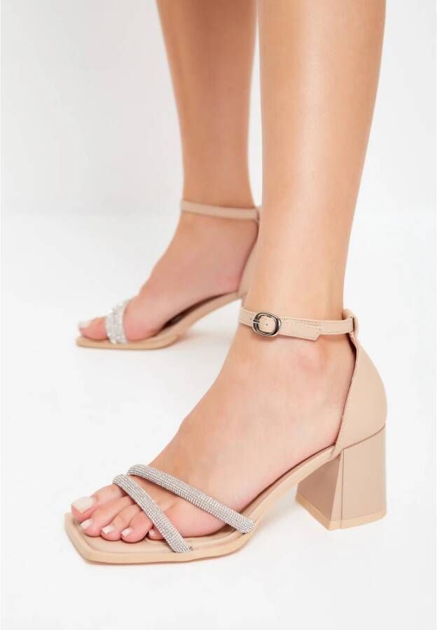 Cesare Gaspari Blokhak sandalen Beige Dames