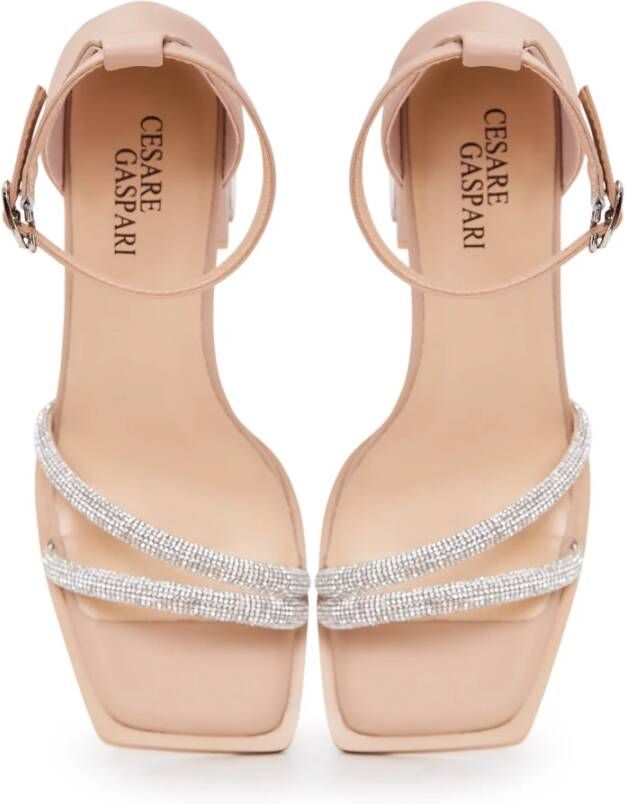 Cesare Gaspari Blokhak sandalen Beige Dames