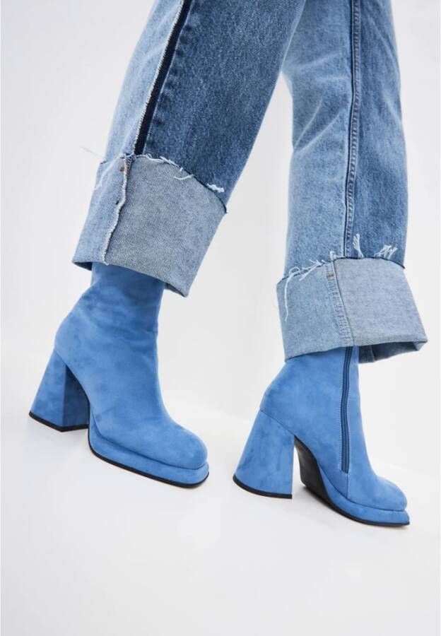 Cesare Gaspari Casual Block Heel Ankle Boots Blue Dames