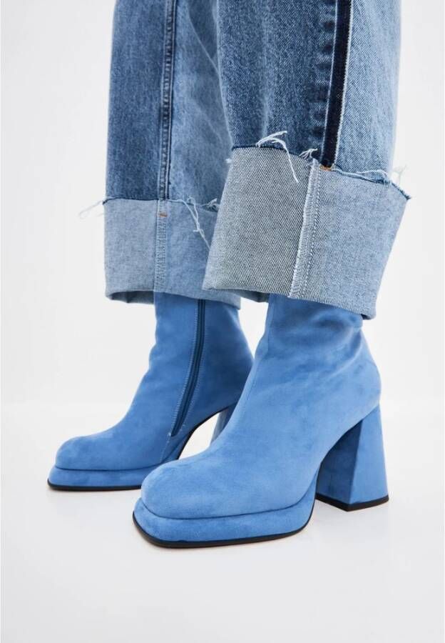 Cesare Gaspari Casual Block Heel Ankle Boots Blue Dames