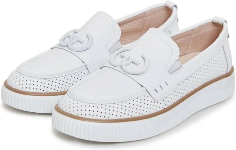 Cesare Gaspari Casual leren platformloafers Wit White Dames