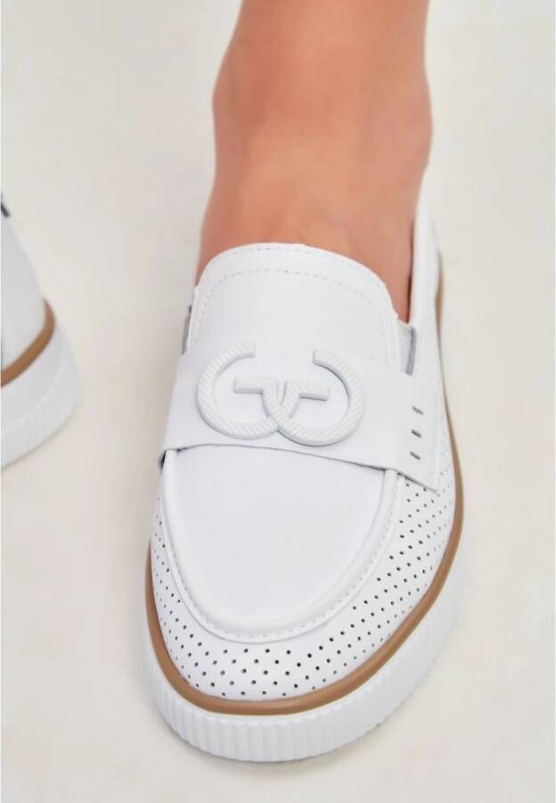 Cesare Gaspari Casual leren platformloafers Wit White Dames