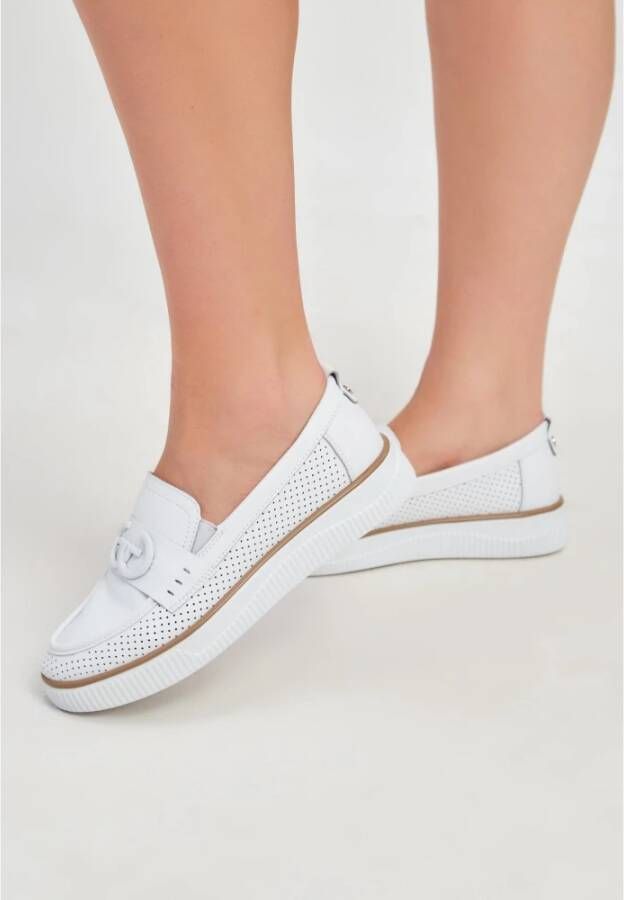 Cesare Gaspari Casual leren platformloafers Wit White Dames