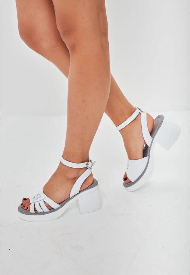 Cesare Gaspari Chunky Heel Sandalen White Dames