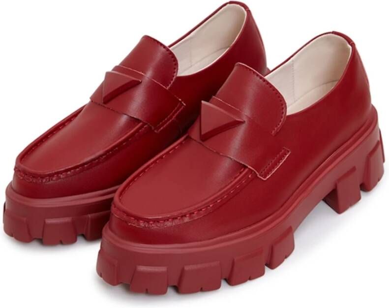 Cesare Gaspari Chunky leren platform loafers Bordeaux Red Dames