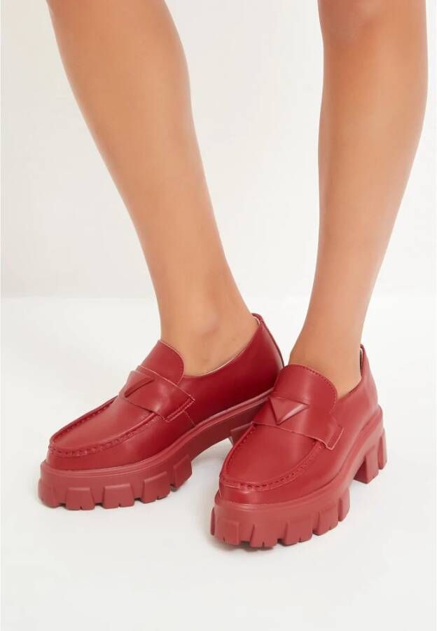 Cesare Gaspari Chunky leren platform loafers Bordeaux Red Dames