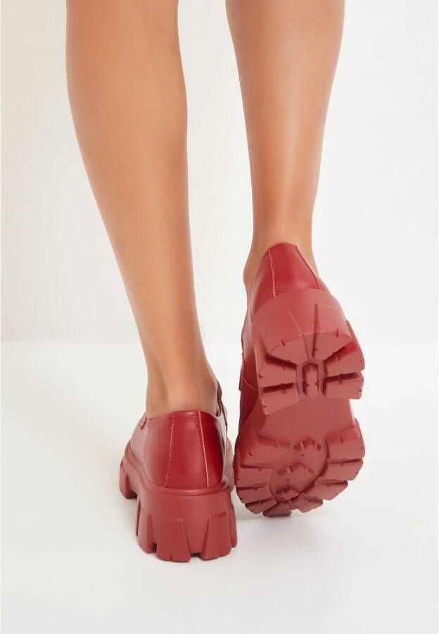 Cesare Gaspari Chunky leren platform loafers Bordeaux Red Dames