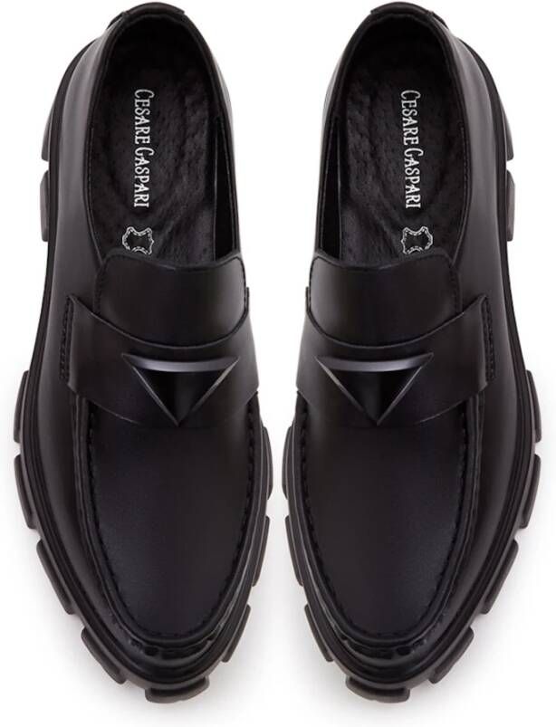 Cesare Gaspari Chunky leren platform loafers Zwart Black Dames