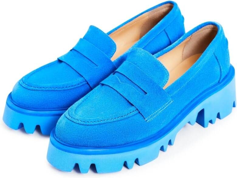 Cesare Gaspari Chunky Platform Loafers Blauw Blue Dames