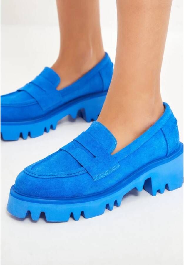 Cesare Gaspari Chunky Platform Loafers Blauw Blue Dames