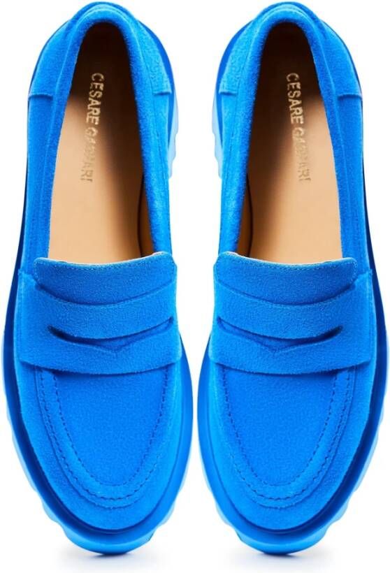 Cesare Gaspari Chunky Platform Loafers Blauw Blue Dames