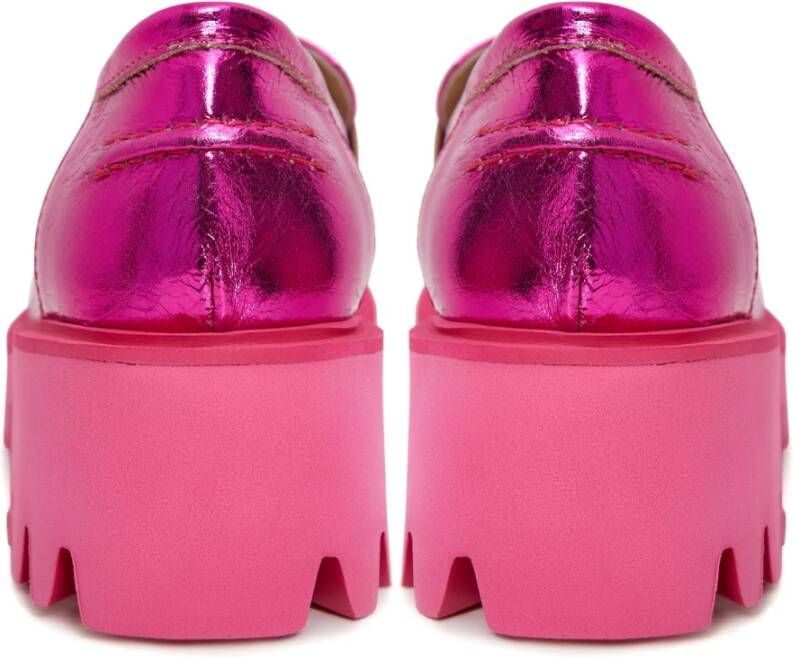 Cesare Gaspari Chunky Platform Loafers Fuchsia Pink Dames