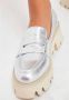 Cesare Gaspari Chunky Platform Loafers Silver Gray Dames - Thumbnail 5