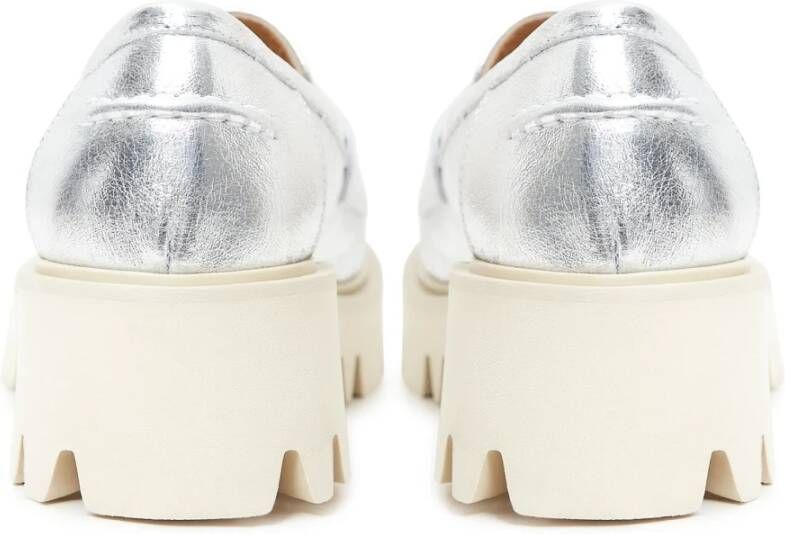 Cesare Gaspari Chunky Platform Loafers Silver Gray Dames