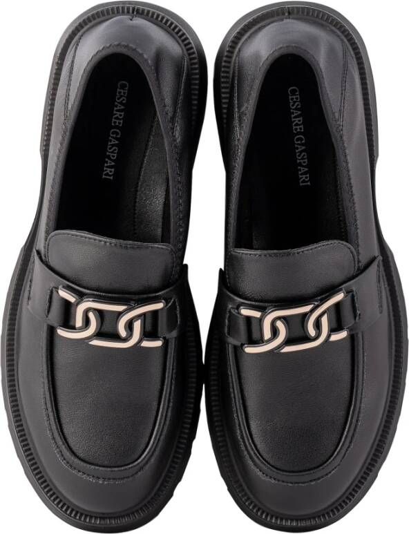 Cesare Gaspari Chunky Platform Loafers Zwart Black Dames