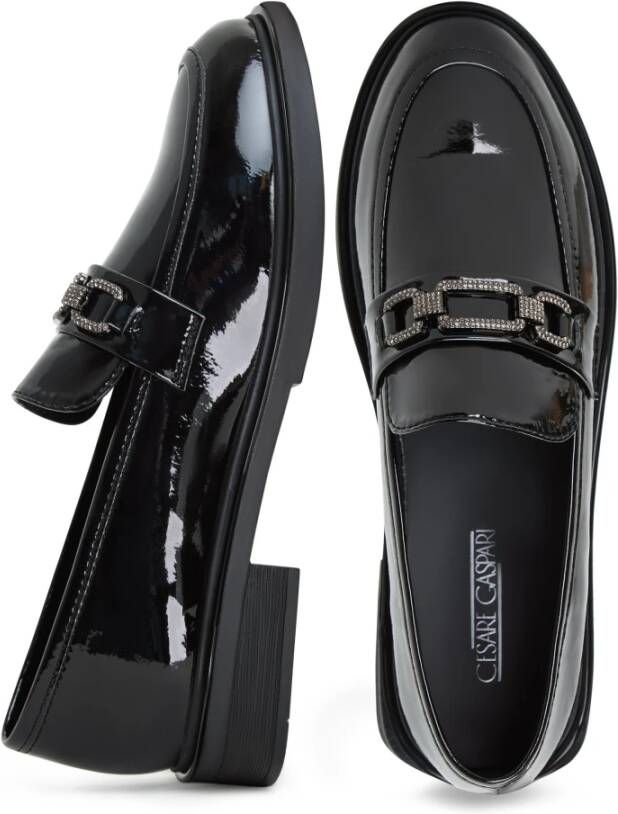 Cesare Gaspari Elegant Block Heels Loafers Black Dames