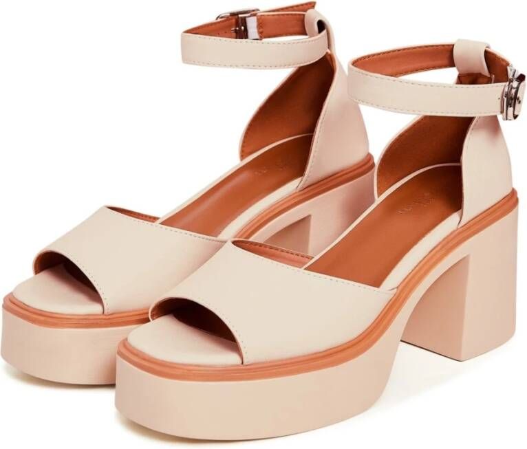 Cesare Gaspari Elegant High Heeled Leather Sandals Beige Dames