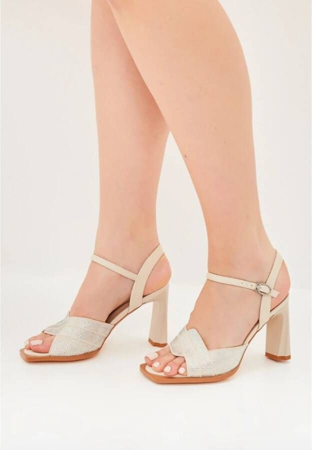 Cesare Gaspari Elegant High-Heeled Sandals Beige Dames