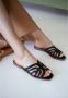 Cesare Gaspari Elegant Laser Cut Sandals Black Dames - Thumbnail 4